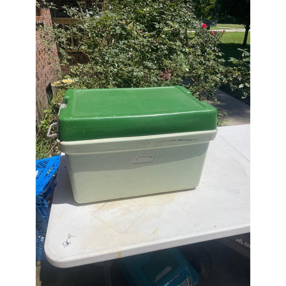 Vintage Coleman Chest Cooler Green W/ Water Dispenser